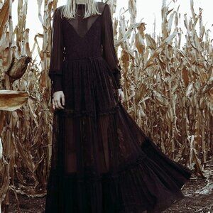 NWT XS Blackmilk Midnight Ritual Victorian Maxi Dress